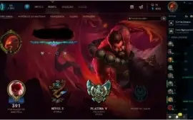 Conta de lol platina 5, all champs e 33 skins. super barato.