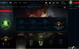 CONTA LOL 74 SKINS UNRANKED, GOLD 1 PASSADA COM ICONE PLAT