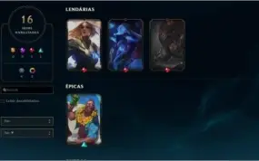 CONTA LOL OURO 4 COM MMR RELATIVAMENTE ALTO, 16 SKINS E +