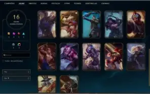 CONTA LOL OURO 4 COM MMR RELATIVAMENTE ALTO, 16 SKINS E +