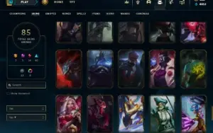 Unranked com 90 Champs e 85 Skins