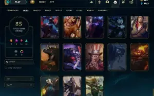 Unranked com 90 Champs e 85 Skins