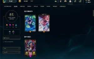 Unranked com 90 Champs e 85 Skins