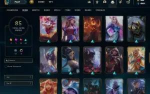 Unranked com 90 Champs e 85 Skins