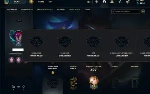 Unranked com 90 Champs e 85 Skins