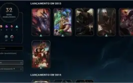 CONTA LOL , UNRAKED, 85 CAMPEÕES, 32 SKIN