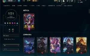 Unranked com 140 Champs e 121 Skins ( ADC / SUP )