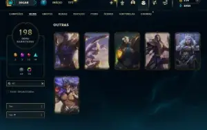 Platina 2 com TODOS os champs e 198 Skins ( MID / JG )