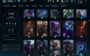 Platina 2 com TODOS os champs e 198 Skins ( MID / JG )