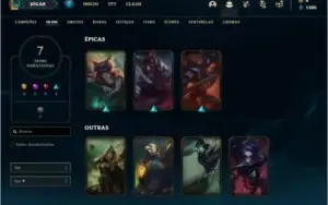 Conta unranked com 7 Skins e 33 Champs