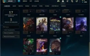 Conta unranked com 7 Skins e 33 Champs