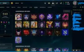 Conta de lol,Platina II com 127 skins,166 emotes,all champs