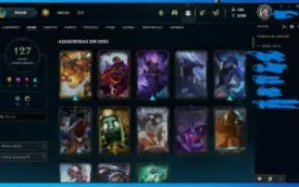Conta de lol,Platina II com 127 skins,166 emotes,all champs