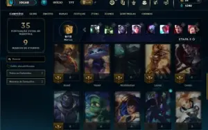 Unranked com 35 Champs e 3 Skins