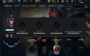 Unranked com 35 Champs e 3 Skins