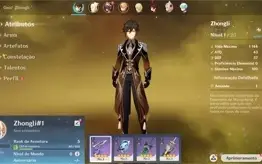 Contas Genshin Impact AR 5 com Zhongli