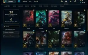 Conta bronze 1 com 21 champs e 2 skins