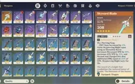 Conta genshin Hutao,diluc e venti com espada skyward blade