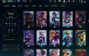Ouro 3 com TODOS os champs e 356 Skins + 7 Prestigios