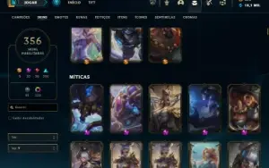 Ouro 3 com TODOS os champs e 356 Skins + 7 Prestigios