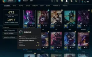 Ouro 3 com TODOS os champs e 356 Skins + 7 Prestigios