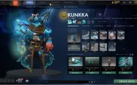 CONTA DOTA 2 COM ARCANAS, INVOKER KID, SETs etc...