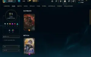 Platina 1 com 80 Champs e 21 Skins
