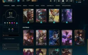 Platina 1 com 80 Champs e 21 Skins