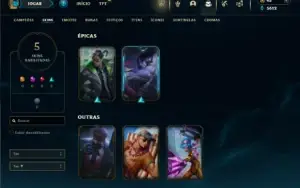 Diamante 2 com 75 Champs e 5 Skins + 21 Fragmentos