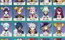 Conta Genshin Ar 45+ Nahida, Kazuha e Diluc + Tumulo e Harpa
