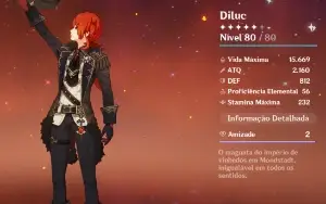 Conta Genshin Ar 45+ Nahida, Kazuha e Diluc + Tumulo e Harpa