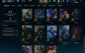 Unranked com 35 Champs e 1 Skin + 4 Fragmentos