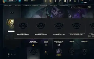 Unranked com 35 Champs e 1 Skin + 4 Fragmentos