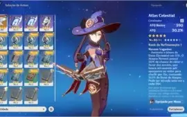 Conta Genshin Ar 45 Diluc, Mona, Qiqi, Jean E 2 Armas 5*