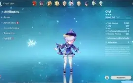 Conta Genshin Ar 45 Diluc, Mona, Qiqi, Jean E 2 Armas 5*