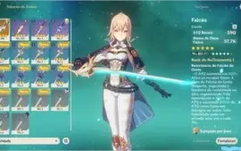 Conta Genshin Ar 45 Diluc, Mona, Qiqi, Jean E 2 Armas 5*