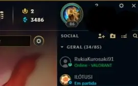 ACC LEAGUE OF LEGENDS VINCULADA COM VALORANT NV 86
