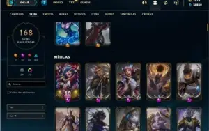 Conta ouro 4 com TODOS os champs e 168 Skins + 7 Prestigios