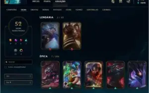 Conta League of legends Platina 52 skins