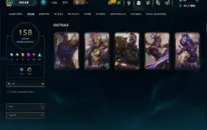 Bronze 1 com TODOS os Champs e 158 Skins ( ADC / MID / JG )