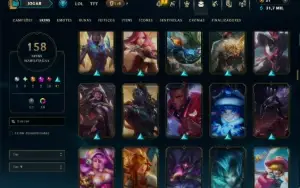 Bronze 1 com TODOS os Champs e 158 Skins ( ADC / MID / JG )