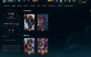 Bronze 1 com TODOS os Champs e 158 Skins ( ADC / MID / JG )
