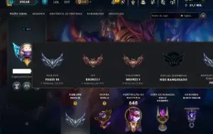 Bronze 1 com TODOS os Champs e 158 Skins ( ADC / MID / JG )
