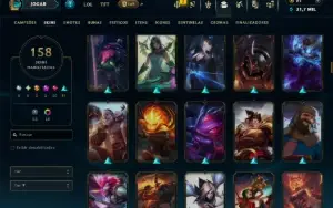 Bronze 1 com TODOS os Champs e 158 Skins ( ADC / MID / JG )
