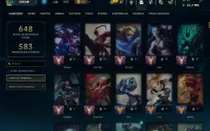 Bronze 1 com TODOS os Champs e 158 Skins ( ADC / MID / JG )