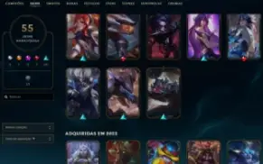 Conta LoL Platina IV (MMR alto) com 98 Campeões + 55 Skins