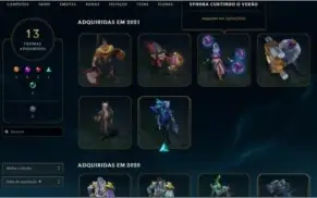 Conta league of legends nível 405, 240 skins