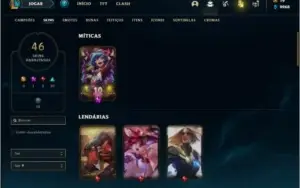 Conta unranked com 155 Champs e 46 Skins