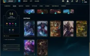 Conta platina 4 e platina 1 com 24 skins e 62 champs