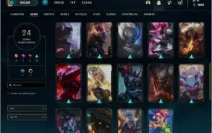Conta platina 4 e platina 1 com 24 skins e 62 champs
